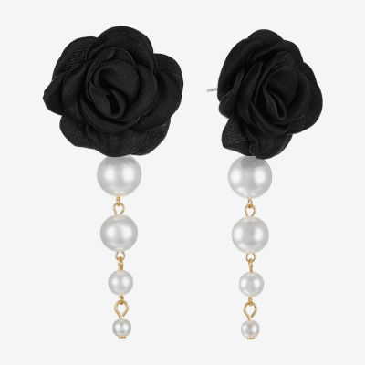 Bijoux Bar Simulated Pearl Flower Drop Earrings