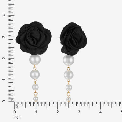 Bijoux Bar Simulated Pearl Flower Drop Earrings