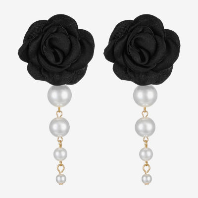 Bijoux Bar Simulated Pearl Flower Drop Earrings