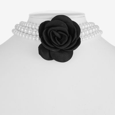 Bijoux Bar Simulated Pearl Bow Choker Necklace