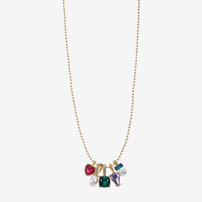 Bijoux Bar Charm Womens Multi Color Glass Pendant Necklace
