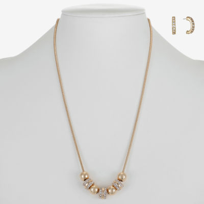 Liz Claiborne Collar Necklace And Hoop Earring Womens Glass 2-pc. Jewelry Set