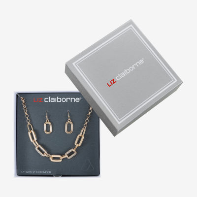 Liz Claiborne Link Necklace And Drop Earring 2-pc. Glass Jewelry Set