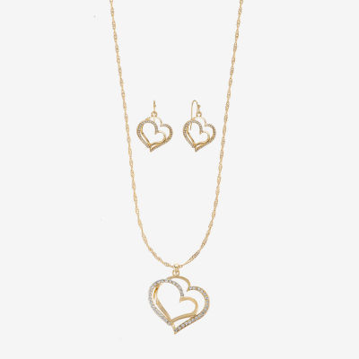 Liz Claiborne Pendant Necklace And Drop Earring 2-pc. Glass Heart Jewelry Set