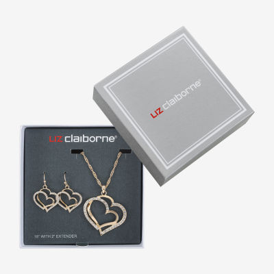 Liz Claiborne Pendant Necklace And Drop Earring 2-pc. Glass Heart Jewelry Set