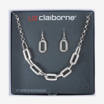 Liz Claiborne Link Necklace And Drop Earring Womens Glass 2-pc. Jewelry Set