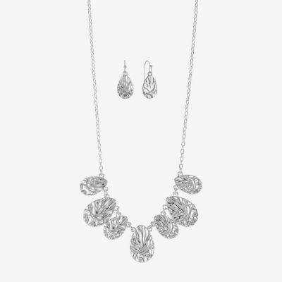 Liz Claiborne Collar Necklace And Drop Earring Silver Tone 2-pc. Jewelry Set