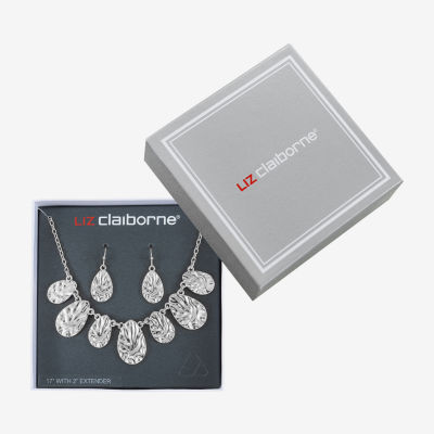 Liz Claiborne Collar Necklace And Drop Earring Silver Tone 2-pc. Jewelry Set
