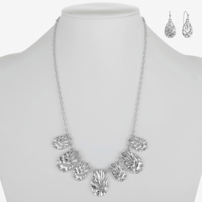 Liz Claiborne Collar Necklace And Drop Earring Silver Tone 2-pc. Jewelry Set