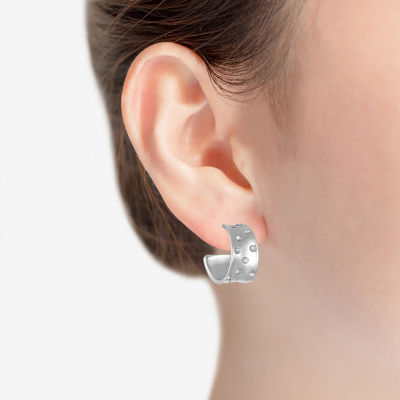 Liz Claiborne Huggie Glass 35mm Hoop Earrings
