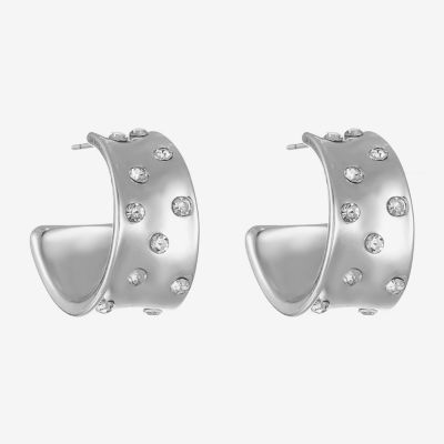 Liz Claiborne Huggie Glass 35mm Hoop Earrings