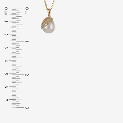 Womens White Cultured Freshwater Pearl 14K Gold Over Silver Pendant Necklace