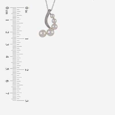 Womens White Cultured Freshwater Pearl Sterling Silver Pendant Necklace