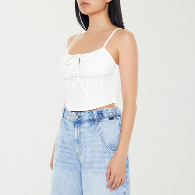 Forever 21 Ruched Bustier Womens Sleeveless Crop Top Juniors