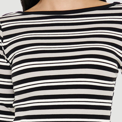 Forever 21 Long Sleeve Baby Tee Stripe Womens Juniors Scoop Neck T-Shirt