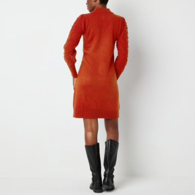 Willow Glenn Womens Long Sleeve Sweater Dress, Color: Pimento