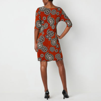 Robbie Bee 3/4 Sleeve Puff Print Sheath Dress