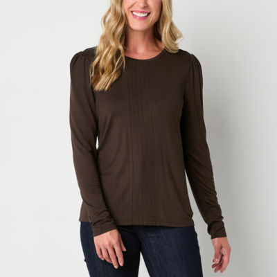 Liz Claiborne Womens Crew Neck Long Sleeve T-Shirt