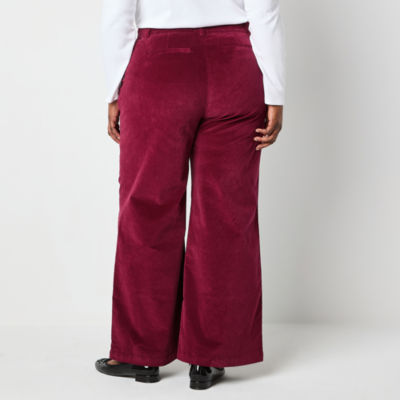 Liz Claiborne-Plus Womens High Rise Wide Leg Pull-On Pants