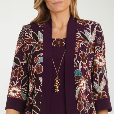 R & M Richards Womens Jacket Dress With Removable Necklace