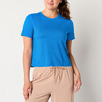 Xersion Womens Everyday Crew Neck Short Sleeve T-Shirt, Small, Blue