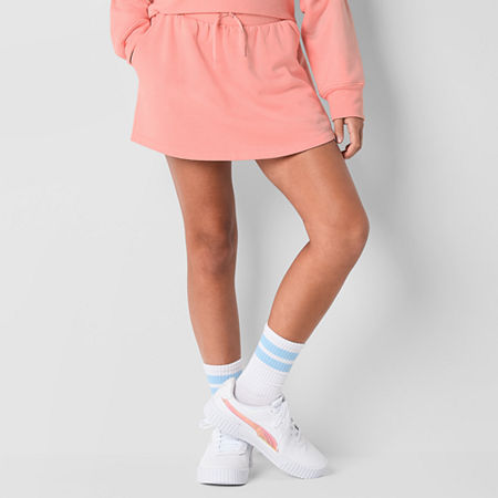 Xersion Super Soft Little & Big Girls Mid Rise Fleece Skort, Medium (10-12), Pink
