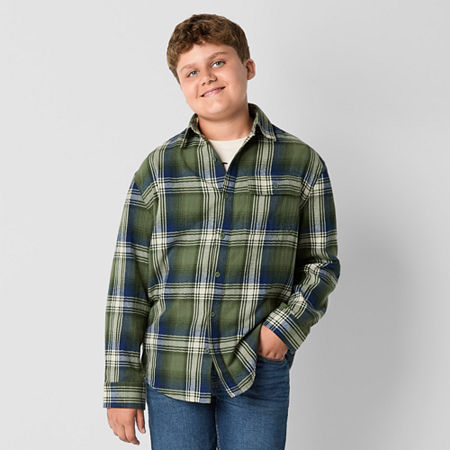 Thereabouts Little & Big Boys Long Sleeve Flannel Shirt, Xx-small (4-5), Green