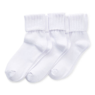 Mixit Ribbed Womens Multi-Pack 3 Pair Turncuff Socks