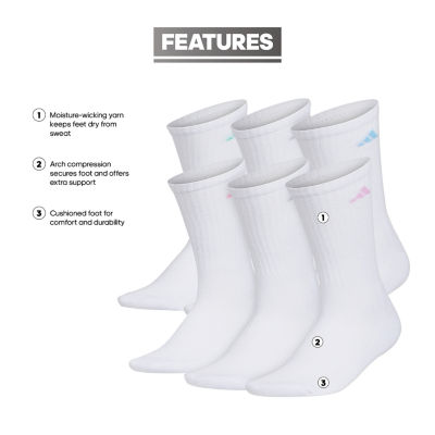 adidas Cushioned Womens 6 Pair Crew Socks
