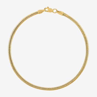 Unisex Adult 10K Gold 8 Inch Solid Snake Chain Bracelet
