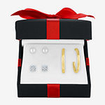 LIMITED TIME SPECIAL! 3 Pair Stud and Hoop Earring Set in 14K Gold Over Silver and Sterling Silver