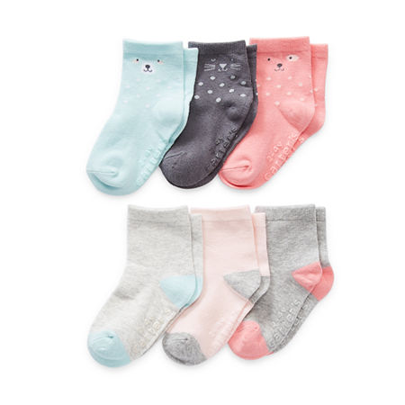 Carter's Toddler Girls 6 Pair Quarter Socks, 2t-4t, Pink