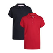 Girls IZOD $22 Red Uniform V-Neck Polo Shirt Size 8/10 