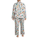 Liz Claiborne Womens Plus V-Neck Long Sleeve 2-pc. Pant Pajama Set