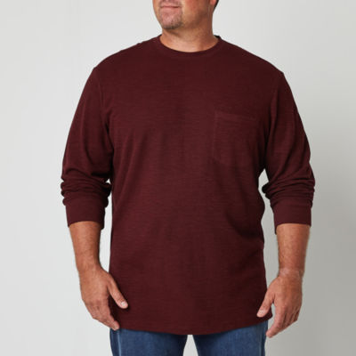 St. John's Bay Big and Tall Mens Crew Neck Long Sleeve Textured Pocket