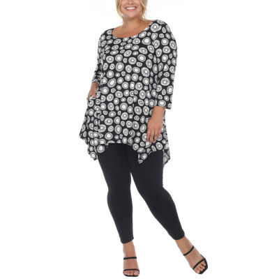 White Mark Womens Boat Neck 3/4 Sleeve Tunic Top