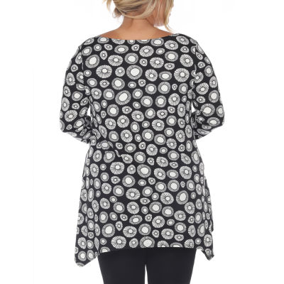 White Mark Womens Boat Neck 3/4 Sleeve Tunic Top