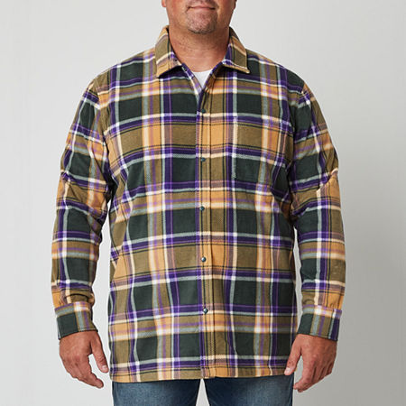 Arizona Mens Big and Tall Shirt Jacket, Medium Tall , Brown