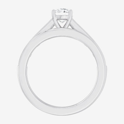 (G-H / Si1-Si2) Womens 1 1/2 CT. T.W. Lab Grown White Diamond 14K Gold Round Side Stone Bridal Set