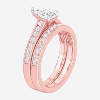 G-H / Si1-Si2) Womens / CT. T.W. Lab Grown White Diamond 14K Gold Pear Side Stone Bridal Set