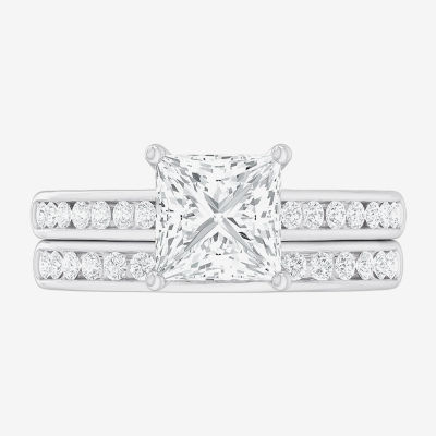 (G-H / Si1-Si2) Womens 3 CT. T.W. Lab Grown White Diamond 14K Gold Side Stone Bridal Set