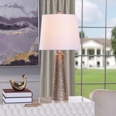 Stylecraft Christy Golden Copper With Brussels White Shade Table Lamp