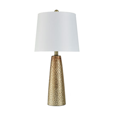 Stylecraft Christy Golden Copper With Brussels White Shade Ceramic Table Lamp