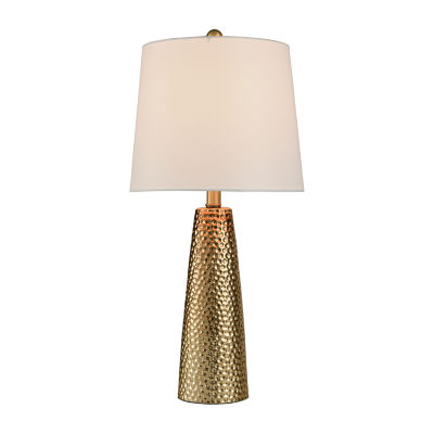 Stylecraft Christy Golden Copper With Brussels White Shade Table Lamp