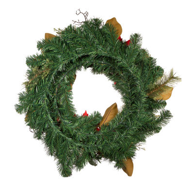 Kurt Adler 30 Inch Unlit Red & Gold Poinsettia Indoor Christmas Wreath