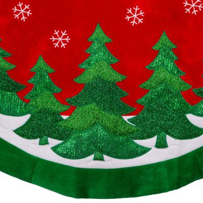 Kurt Adler 48in Red Velvet Green Tree Indoor Skirt