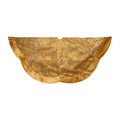 Kurt Adler 60in Gold Velvet And Glitter Indoor Tree Skirt