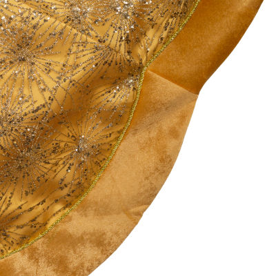 Kurt Adler 60in Gold Velvet And Glitter Indoor Tree Skirt