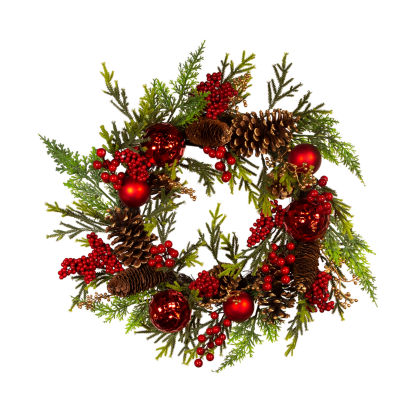 Kurt Adler 24 Inch Unlit Green Rattan Indoor Christmas Wreath