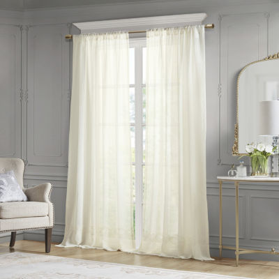 Croscill Cornelli Embroidery Rod Pocket Sheer Single Curtain Panels